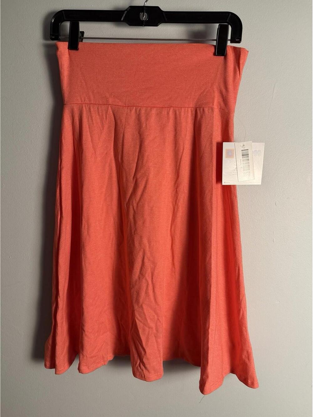 LuLaRoe Azure Skirt Solid Coral Pink A-Line Yoga Waist Knee Length Small NWT